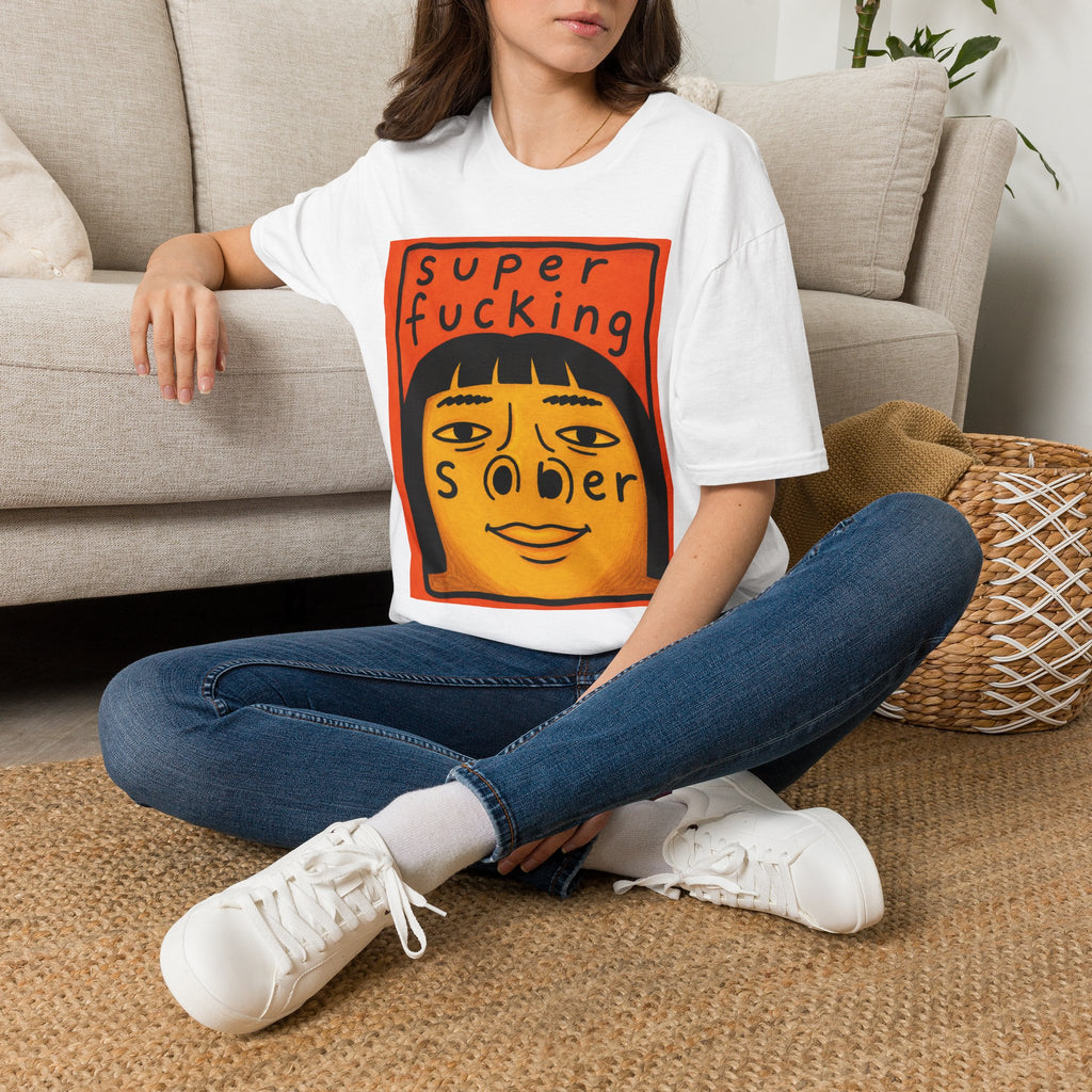 T-Shirt — "Super Fucking Sober" Retro Recovery Graphic Tee