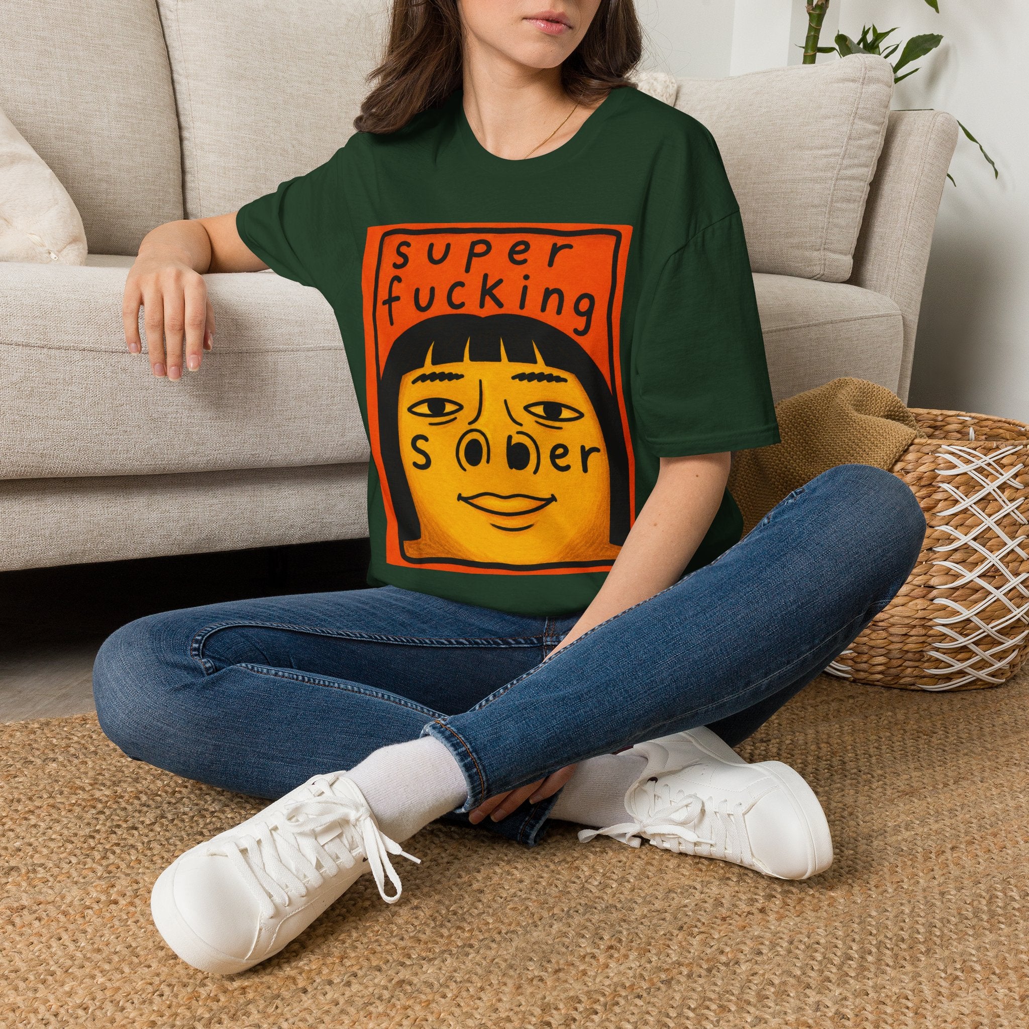 T-Shirt — "Super Fucking Sober" Retro Recovery Graphic Tee