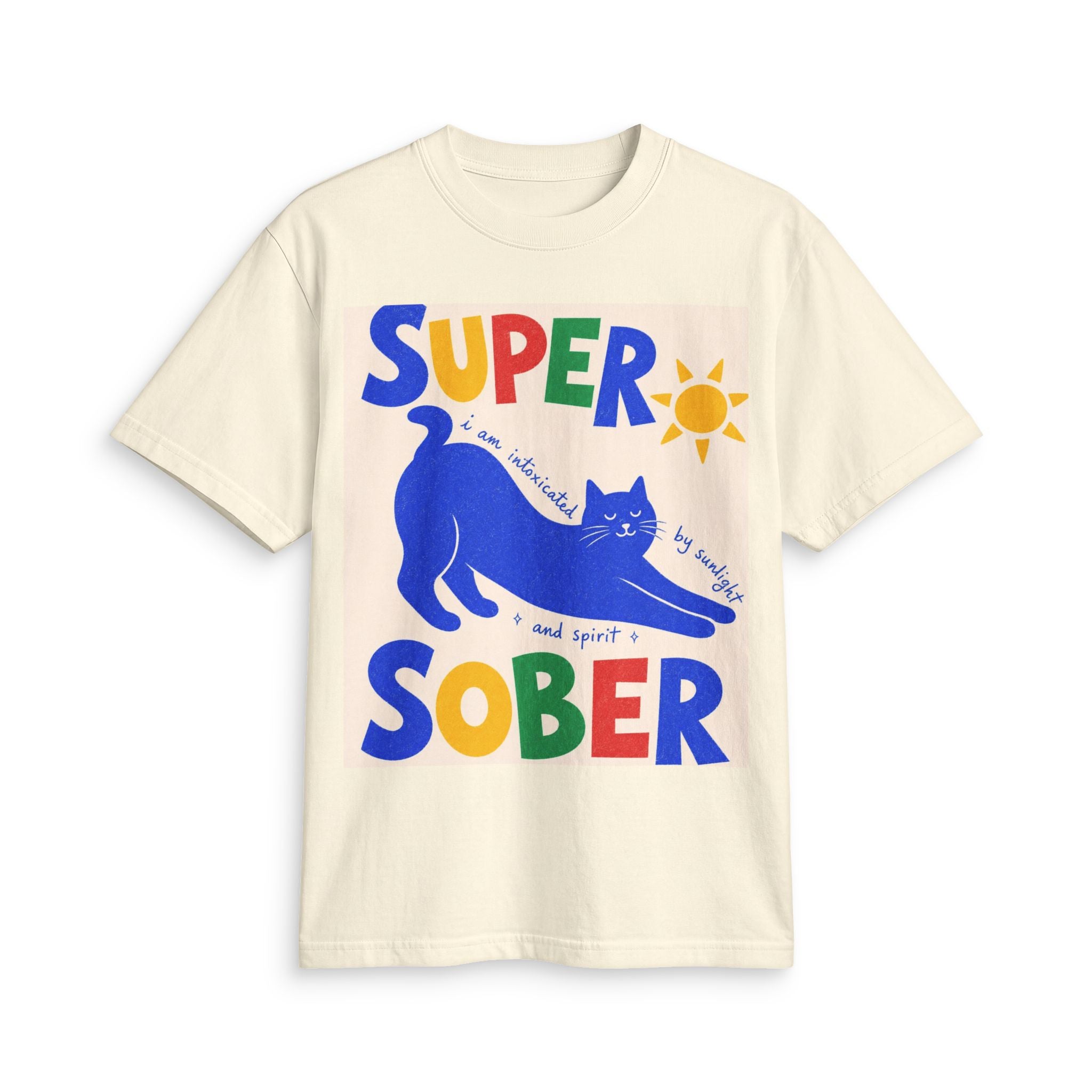 T-Shirt —Super Sober Cat Funky Recovery Pride Tee