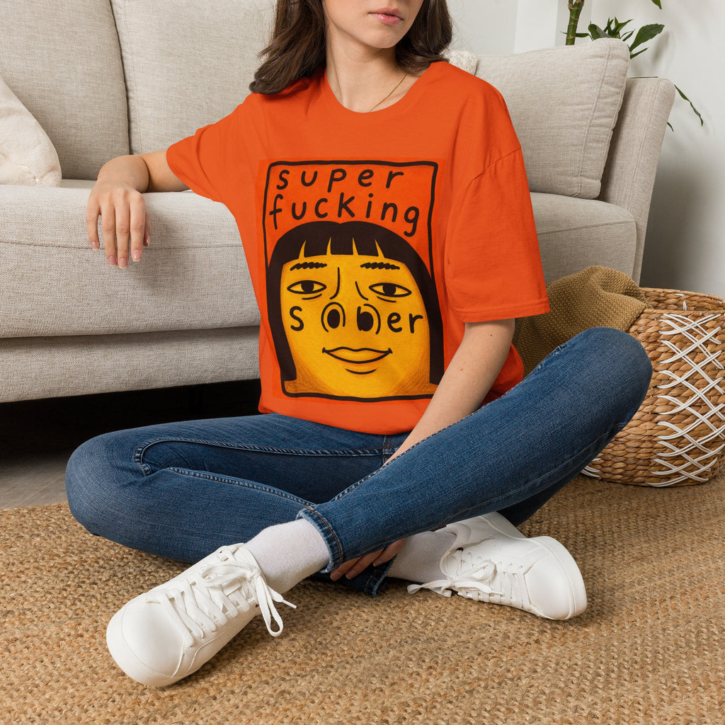 T-Shirt — "Super Fucking Sober" Retro Recovery Graphic Tee