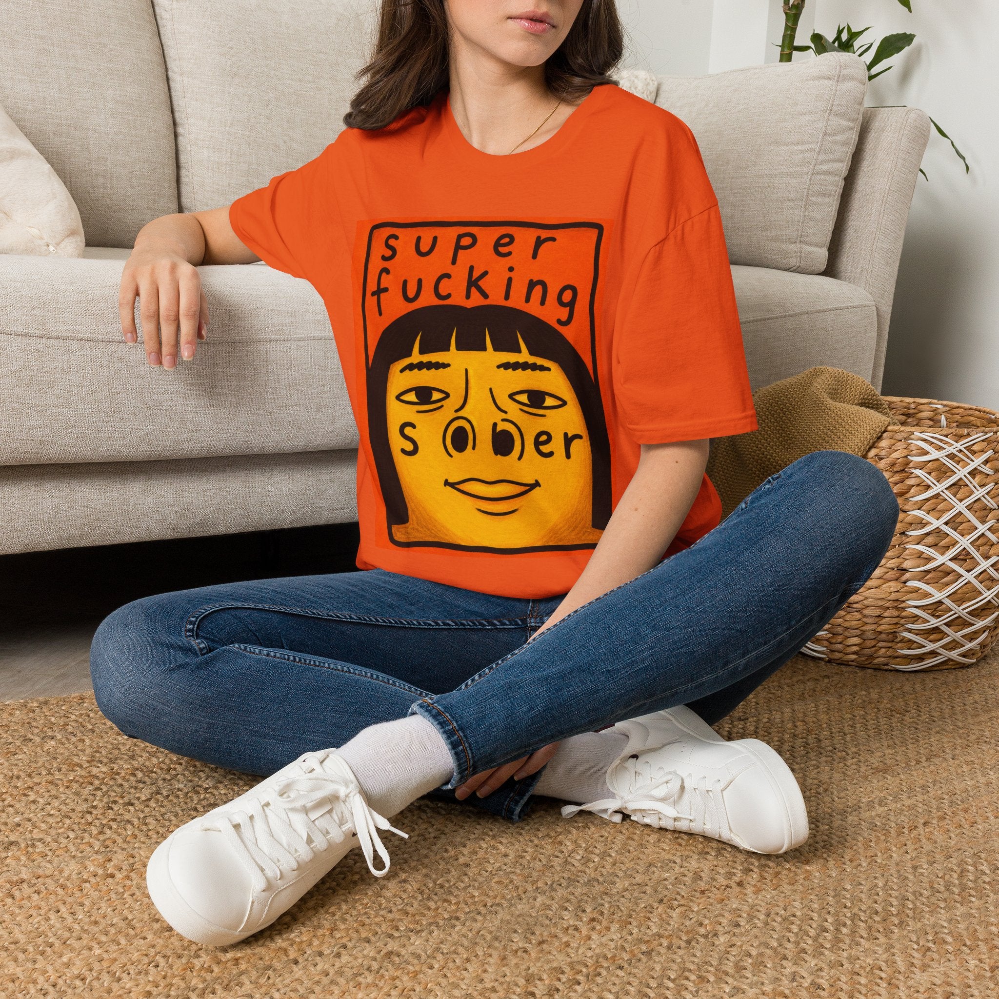 T-Shirt — "Super Fucking Sober" Retro Recovery Graphic Tee