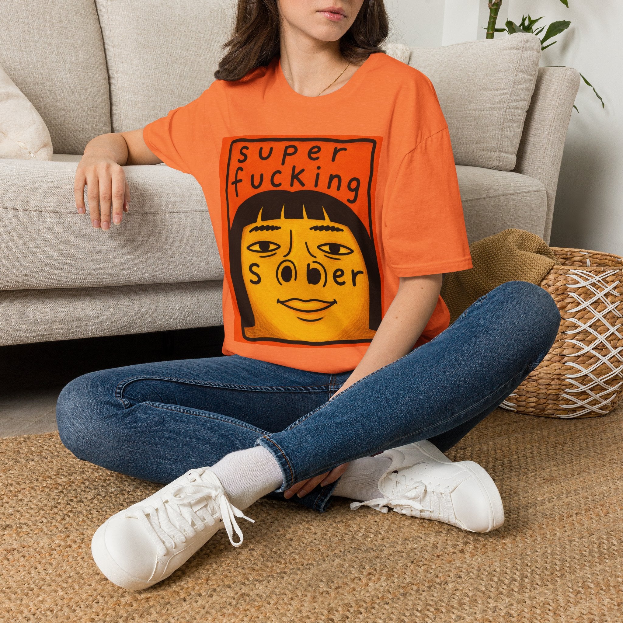 T-Shirt — "Super Fucking Sober" Retro Recovery Graphic Tee