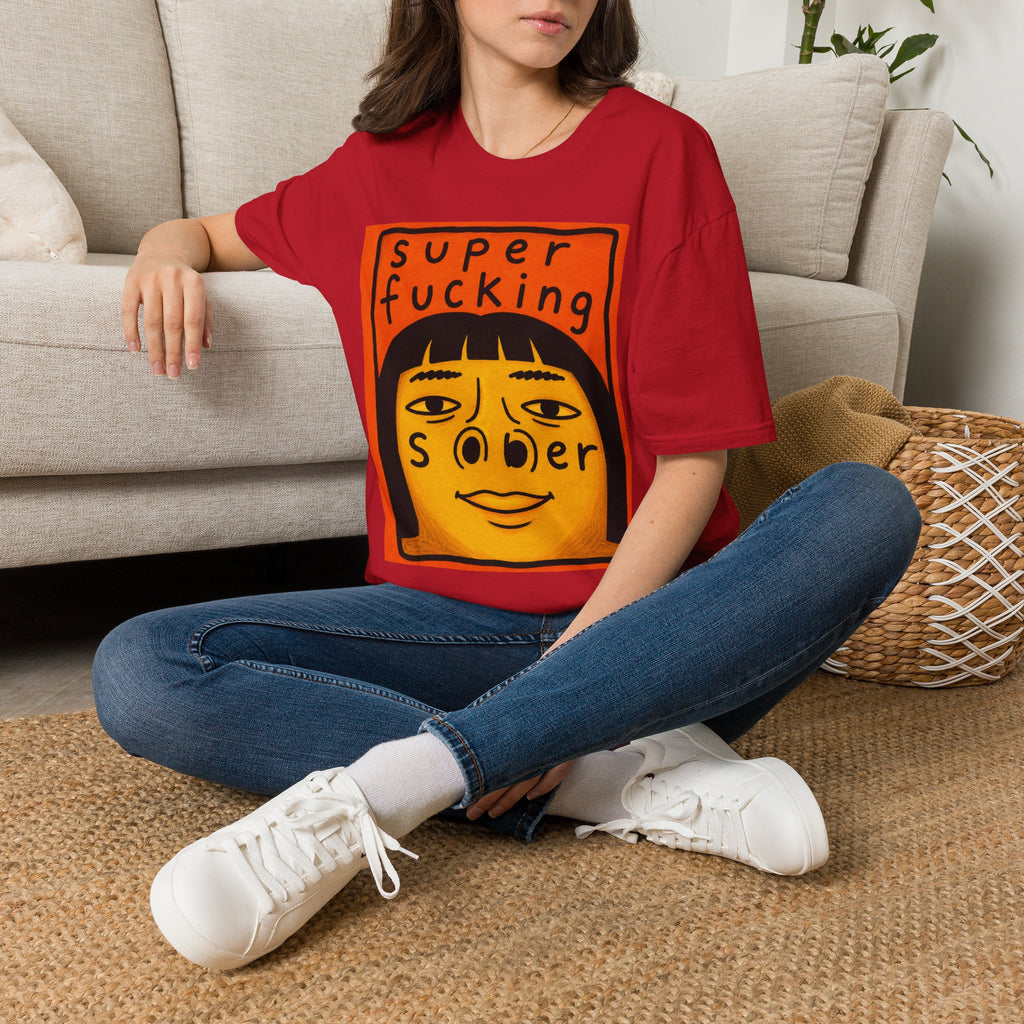 T-Shirt — "Super Fucking Sober" Retro Recovery Graphic Tee