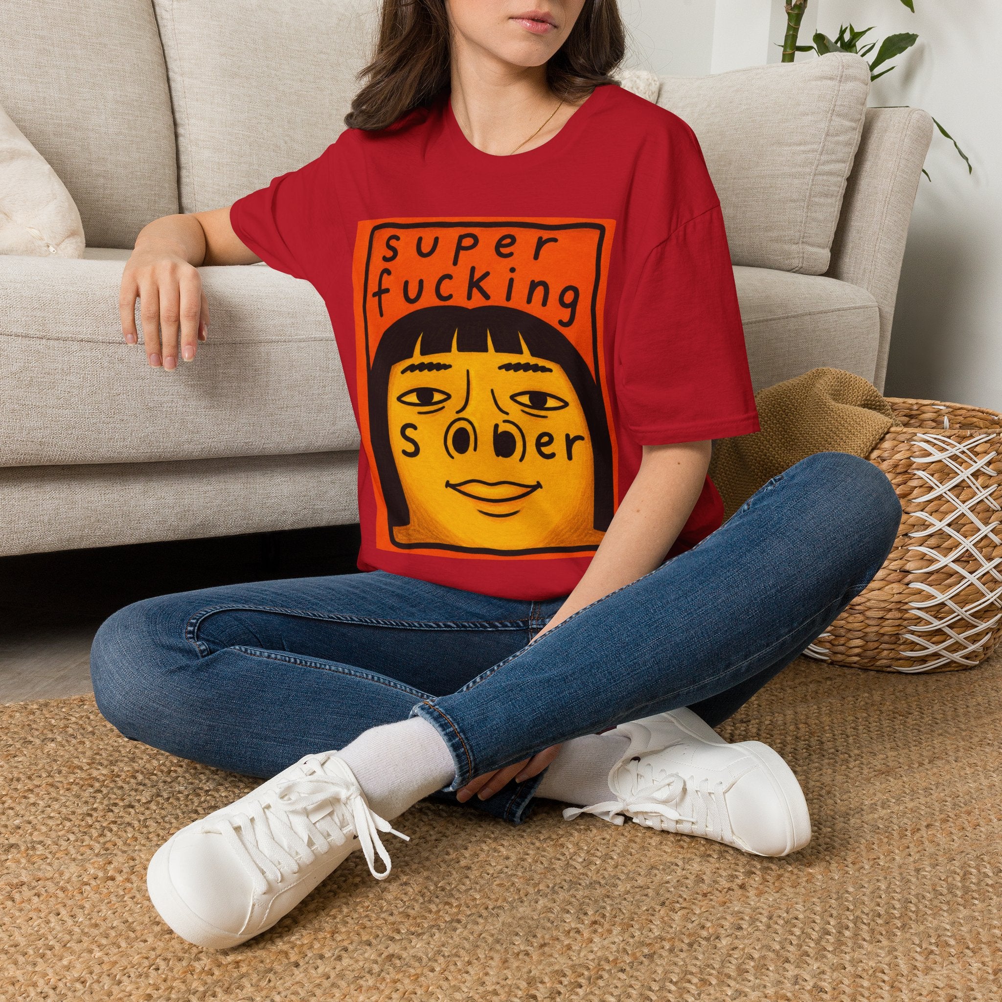 T-Shirt — "Super Fucking Sober" Retro Recovery Graphic Tee